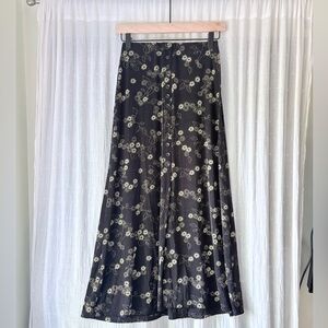 Vintage JM Collection Black Maxi Skirt with Floral Design